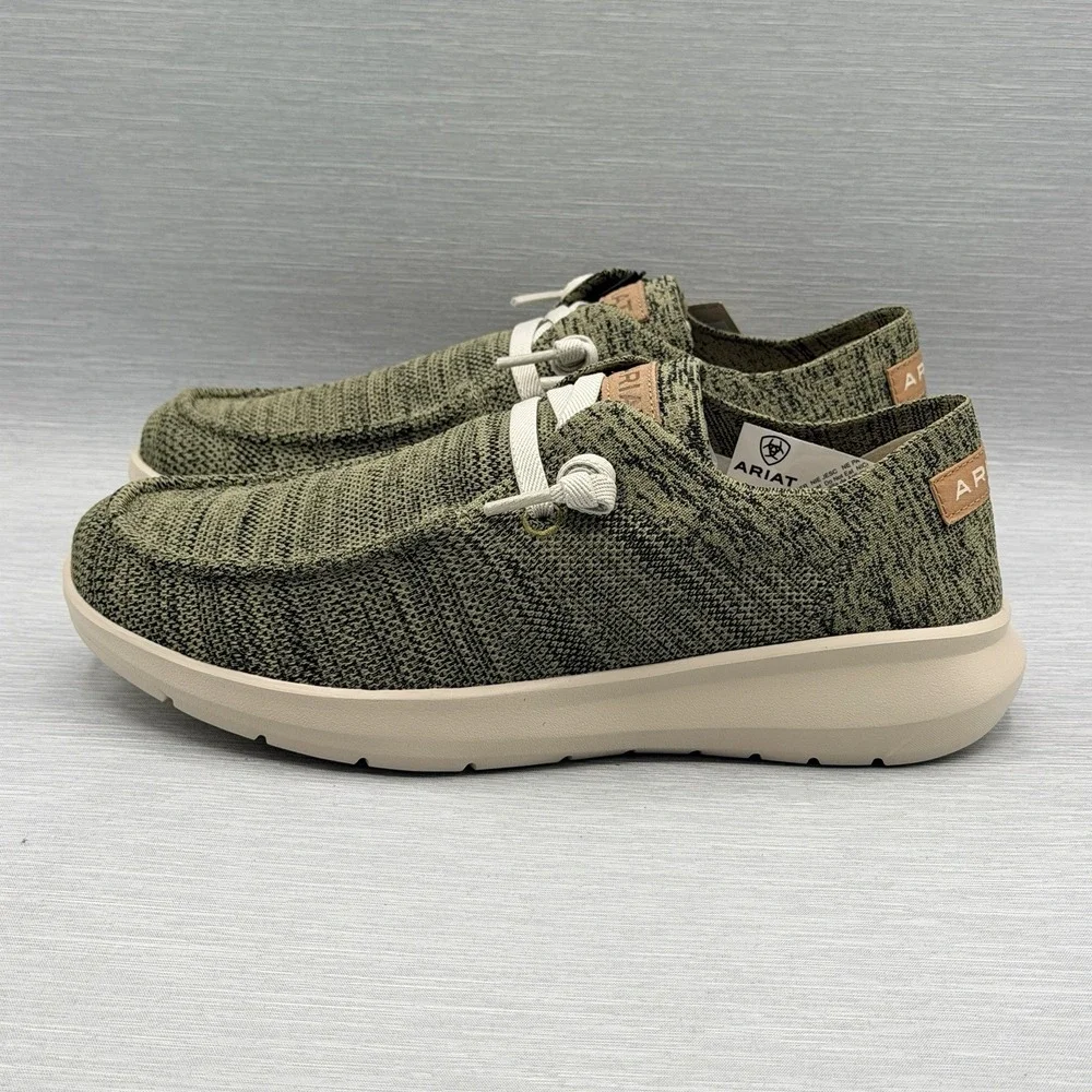 Ariat Hilo Men's 7.5 Slip On Shoes Olive Knit Casual Loafers 10040309